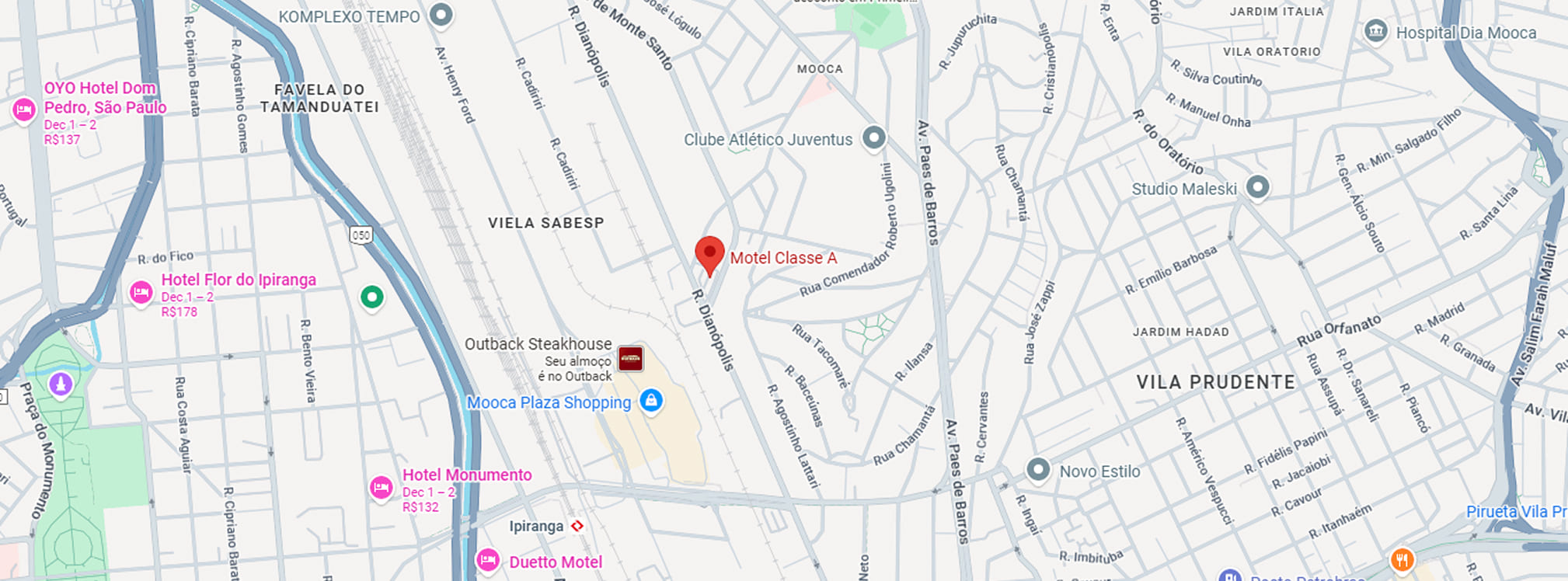 mapa de Localização do motel